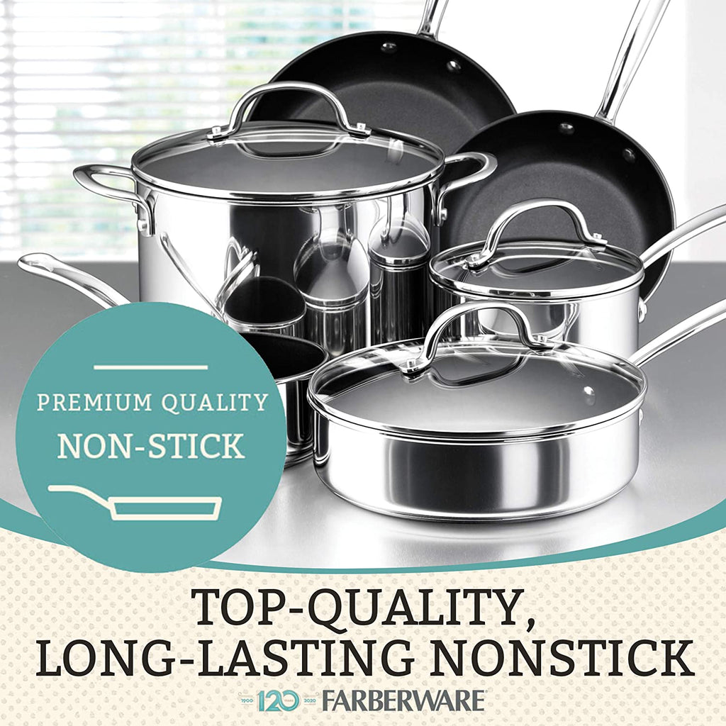 Michelangelo michelangelo stone cookware set 10 piece, ultra nonstick pots  and pans set with stone-derived coating, kitchen cookware sets