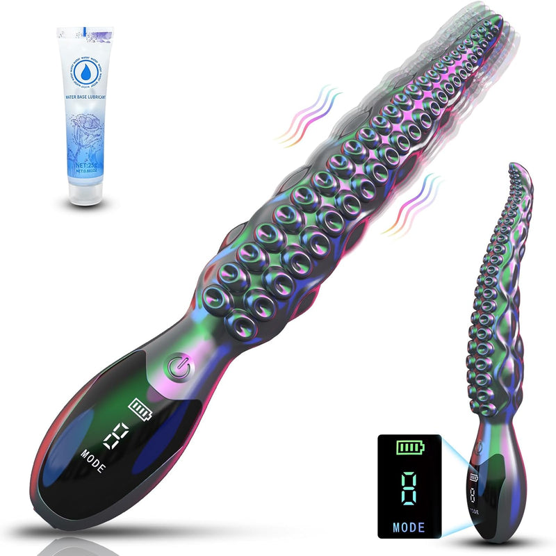 Vibrating Realistic Monster G-Spot Dildos - LED Display Octopus Tentacle Clitoral Vibrator with 9 Powerful Modes, 10.7" Silicone Dildo Adult Sex Toys for Women Anal Vagina Stimulation