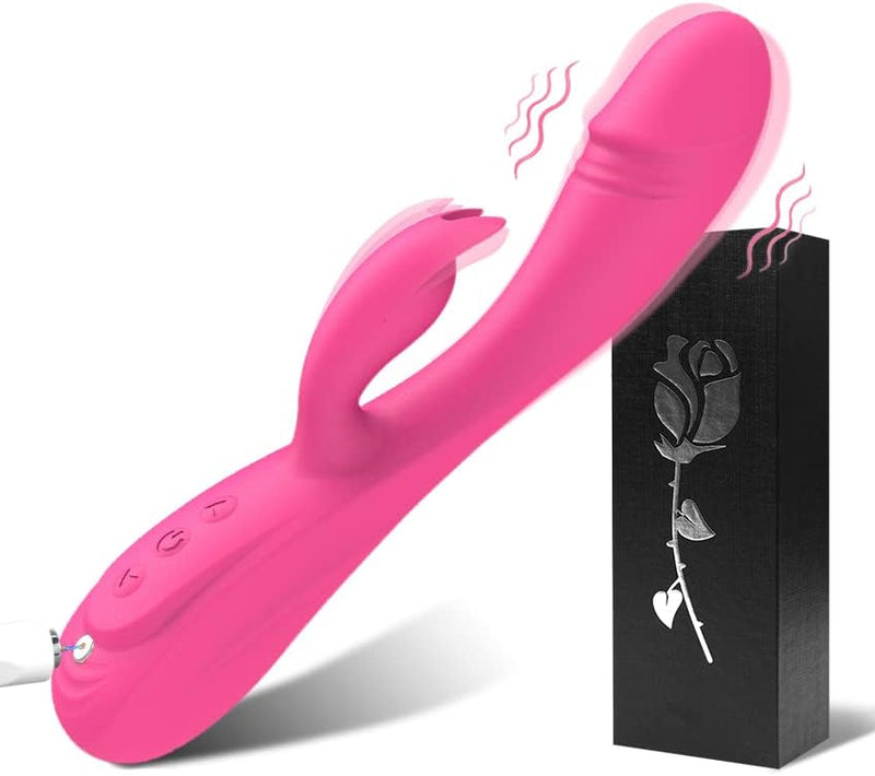 Rabbit G Spot Vibrator Sex Toys, 7 * 7 Vibrating Modes 8.4'' Couple Realistic Vibrators Anal Dildo Wand Adult Toys, Adult Sex Toys for Women and Couples Pleasure (Rose)