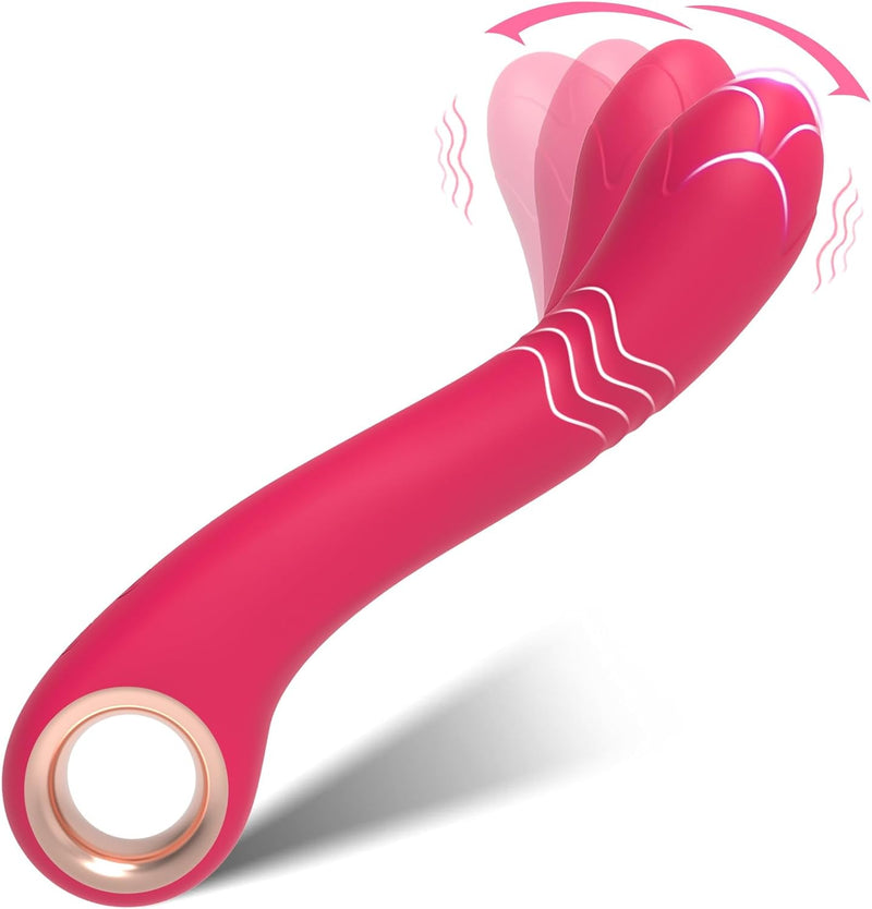 G Spot Vibrator Dildo Women Sex Toys, Powerful Wiggling Clitoral Stimulator Finger Vibrator Anal Toys with 5 Wiggling & 10 Vibrating Modes, Waterproof Silicone Bullet Vibrators Adult Sex Toy, Rose