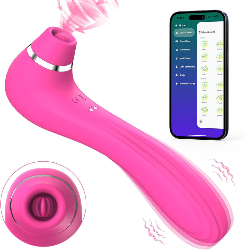 Clitoral Licking Sucking Vibrator Sex Toys,【APP Control】 Tongue Sex Toy with 9 Vibrations 9 Tongue Licking with Sucking Modes, Clitoral G Spot Anal Adult Toy Nipple Clit Stimulator Sex Toys