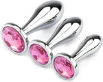 Anal Plug Adult Toys, 3Pcs Anal Butt Plug Set Metal Butt Plug Sex Toys Luxury Jewelry Design Fetish Anal Toys for Adult Unisex (Pink)