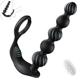 Vibrating Anal Beads & Cock Ring – 10-Mode Prostate Massager for Men, Women & Couples