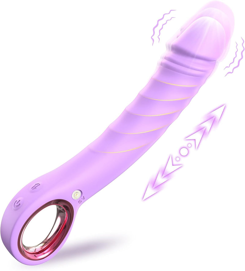 Thrusting Dildo Vibrator-8.3" G Spot Vibrator Womens Sex Toys with 7 Vibrating & 7 Thrusting Modes,Adult Toys Dildos for Women Clitoral & Men Anal Stimulation,Sexual Pleasure Tools for Women (Purple)