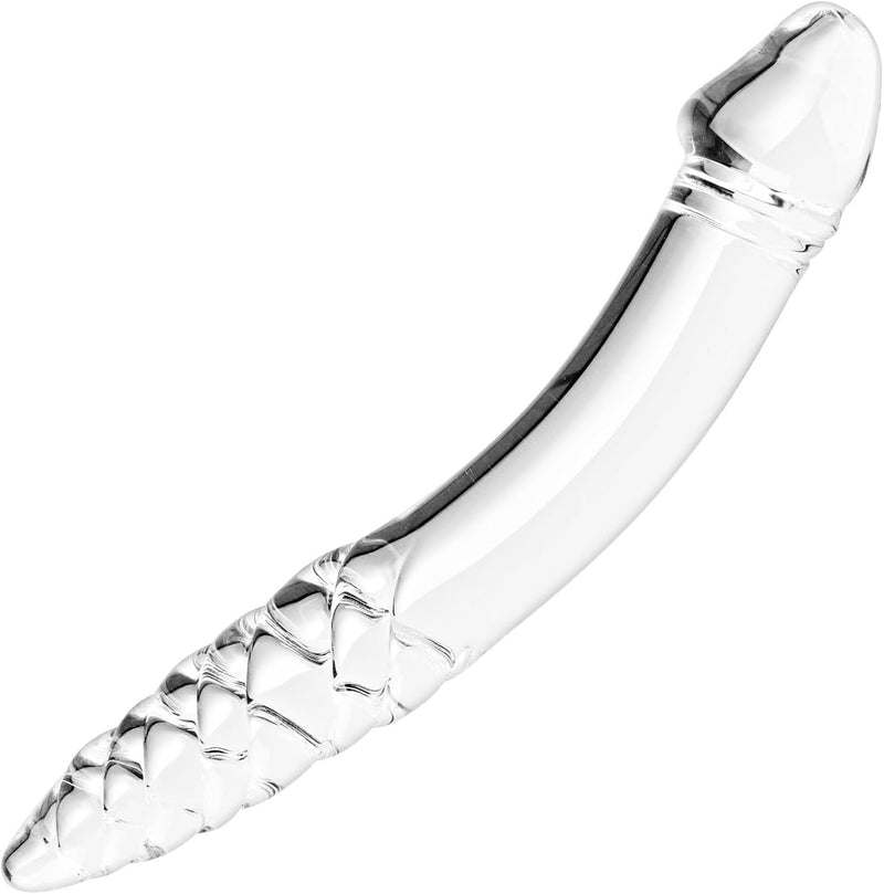 9.3'' Crystal Glass Double-Ended Dildo with Spiral Texture for G-Spot & Prostate