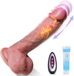 Adult Sex Toys Realistic Dildos - Adult Toys Thrusting Dildo Vibrator with Vibrating & Heating, Sex Toys Soft Silicone Anal Dildos for Clit G-spot Stimulation, Suction Cup Remote Control Dildo, 8.5''