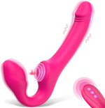 Strapless Strap-On G-Spot Dildo Vibrator with 10 Modes & Remote Control, Anti-Slip Silicone Realistic Double-Ended Vibrating Butt Plug, Adult Anal Sex Toys for Women Lesbians Couples