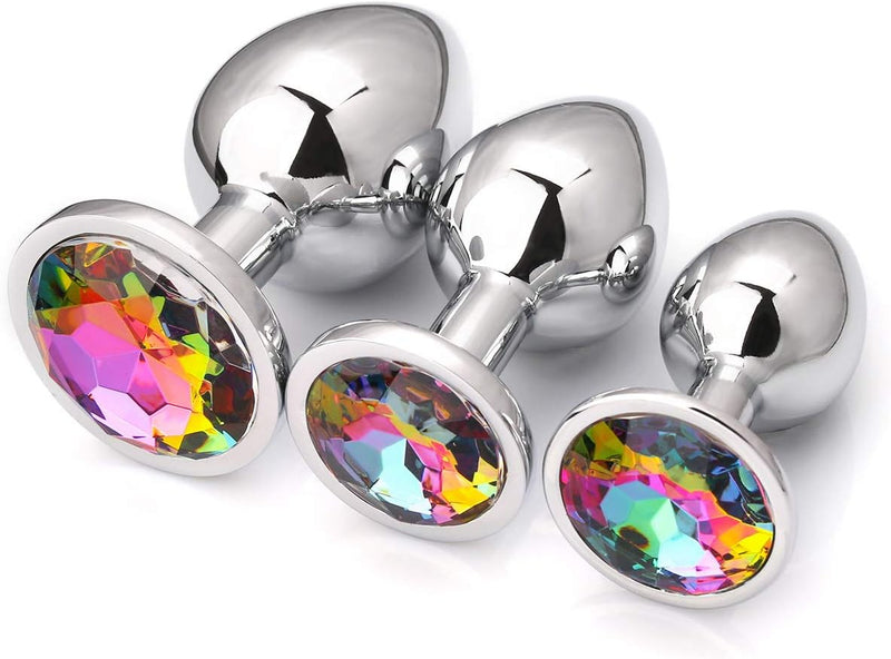 3-Piece Luxury Jewel-Designed Anal Plug Set – Colorful & Elegant