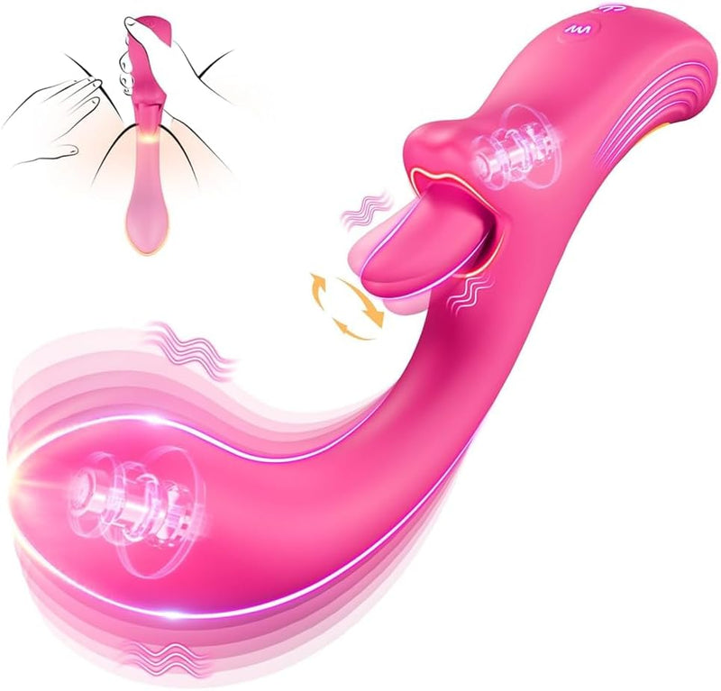 Womens Sex Toy Dildo Vibrator, G Spot Vibrator Lip Tongue Licker Rotating for female Clitoral Vagina Anal Sex, 5 Licking & Vibrating Modes, Rabbit Vibrator Nipple Massager Adult Sex Toys & Game Couple