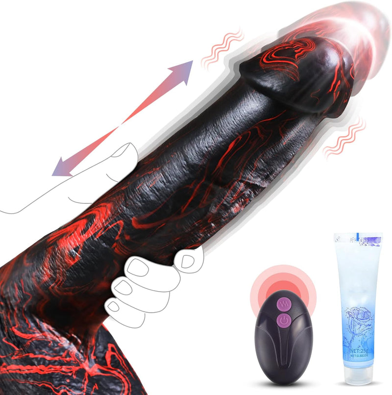 Realistic Trusting Dildo Sex Toys - 10” Thick Dildo Vibrator with Thrusting Swinging & Vibrating for G Spot Vagina Anal Sex Stimulation, Fantasy Dildo Lifelike Penis Adult Toys & Games Women Couples