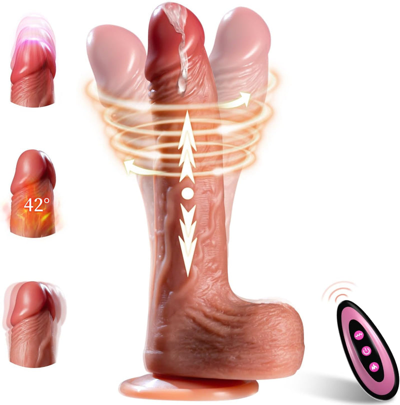 Thrusting Dildo Vibrator Sex Toys for Women Realistic Dildos 6in1 Penis with Suction Cup 9 Vibrations & 3 Thrusting Swing, Heating Modes Anal Dildo with Remote Control Couple Adult Sex Toys & Games