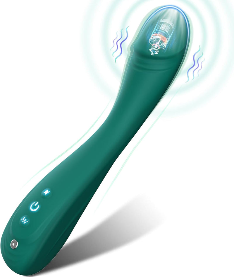 Dildo G Spot Vibrator Sex Toys for Clitoral Stimulation Wand with Powerful Vibration, Anal Dildo Sex Toy with 7 Vibration Modes Massager Adult Toys for Couple Pleasure (Green)