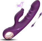 Thrusting Vibrator G Spot Dildos- Adult Sex Toys with 3 Thrusting Modes & 10 Vibrations for Dual Stimulation, Female G Spot Vibrator Rabbit Sex Toy Clitoral Vibrating Dildo (Purple)