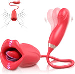 Rose Sex Toy G Spot Vibrator for Women - 4 in 1 Tongue Clitoral Vibrator with 10 Tongue Licking & 10 Finger Vibrators Nipple Anal Clit Stimulator Adult Sex Toys for Women Couples