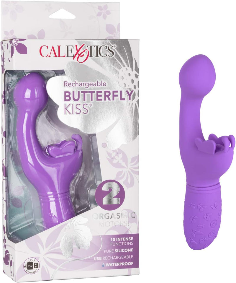 Rechargeable Butterfly Kiss Vibrator – Purple, Dual-Stimulation Clitoral & G-Spot