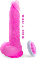 Thrusting Dildo Vibrator - 9.25" Heating Realistic G-Spot Vibrator for Women Couples, Remote-Controlled Adult Sex Toy with 3 Thrusting Speeds, 10 Vibration Modes & Suction Cup Base