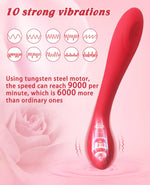 Clitoral G-Spot Powerful Rose Vibrator, Waterproof Dildo Clit Stimulator with 10 Vibration Modes, Softer and Flexible Sex Toy for Women, Clitoral Vibrator (Red)