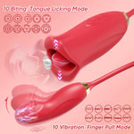 Rose Sex Toy G Spot Vibrator for Women - 4 in 1 Tongue Clitoral Vibrator with 10 Tongue Licking & 10 Finger Vibrators Nipple Anal Clit Stimulator Adult Sex Toys for Women Couples