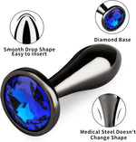 3-Piece Metal Anal Plug Set – Water-Drop Shape, Luxury Design for Men & Women (Blue)