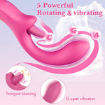 Womens Sex Toy Dildo Vibrator, G Spot Vibrator Lip Tongue Licker Rotating for female Clitoral Vagina Anal Sex, 5 Licking & Vibrating Modes, Rabbit Vibrator Nipple Massager Adult Sex Toys & Game Couple