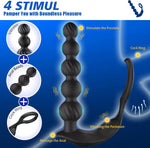 Vibrating Anal Beads & Cock Ring – 10-Mode Prostate Massager for Men, Women & Couples