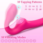 Strapless Strap-On G-Spot Dildo Vibrator with 10 Modes & Remote Control, Anti-Slip Silicone Realistic Double-Ended Vibrating Butt Plug, Adult Anal Sex Toys for Women Lesbians Couples