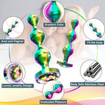 Metal Anal Beads Butt Plug Sex Toys for Men Women and Couples, Anal Trainer Pack of 3 Graduated Stainless Steel Adult Toys, Prostate Massager Mens Anal Training with Luxury Jewelry Design