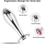 Anal Plug Adult Toys, 3Pcs Anal Butt Plug Set Metal Butt Plug Sex Toys Luxury Jewelry Design Fetish Anal Toys for Adult Unisex (Pink)