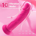 Realistic Pink Dildo Vibrator Adult Sex Toys for Women, G Spot Clitoral Stimulator Silicone Flexible Anal Dildo with 10 Strong Vibration Modes,Raised Veins and Big Suction Cup Sex Machine for Couple