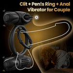 Dual Bullet Vibrating Ring - 10 Mode Couples Toy for Clitoral & G-Spot Stimulation