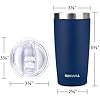 Travel Coffee Tumbler 20 oz, Insulated Mug with Lid, Stainless Steel Cup for Outdoor, Powder Coated Navy