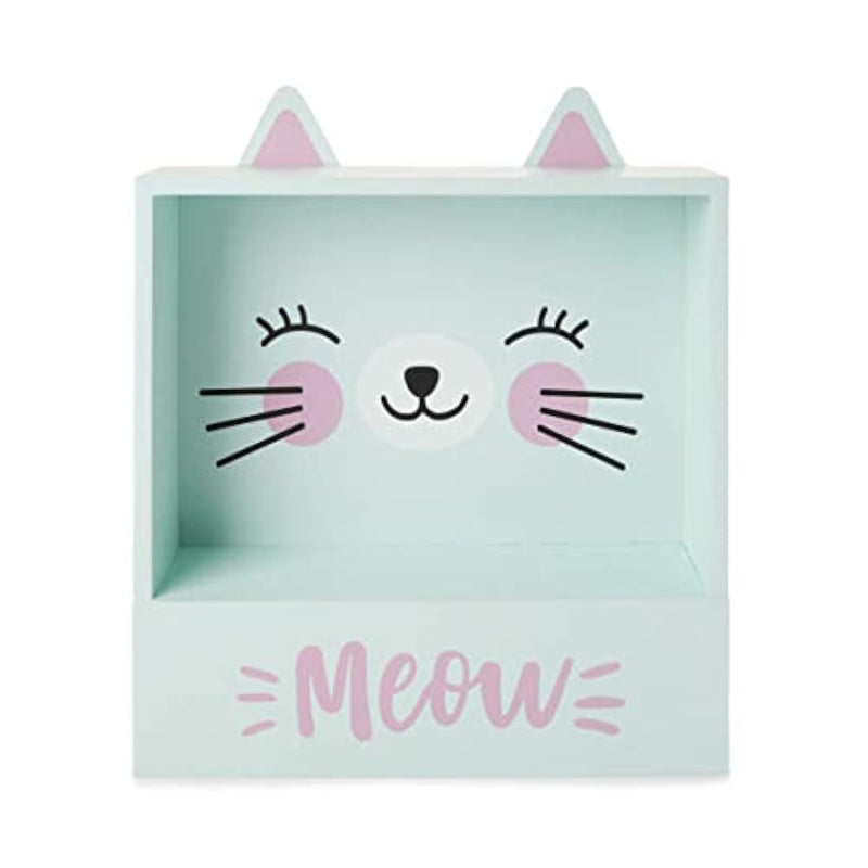 Figural Cat Wall Décor Shelf, 11.8" Hx13.5 Wx3 D, Aqua