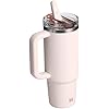 Quencher ProTour Flip Straw Tumbler with Leakproof Lid 30 oz | Built-In Straw & Handle | Cupholder Compatible for Travel | Insulated Stainless Steel Cup | BPA-Free | Rose Quartz Solid