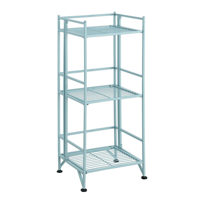 Xtra Storage 3 Tier Folding Metal Shelf, Sea Foam