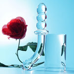 Small Crystal Glass Thin Curved Pleasure Cute Double-Ended Anal Plug Beads Dildo, Beginner Massager Anal Sex Toy Men and Women Masturbation Penis Anal Plug, Suitable for Men and Women