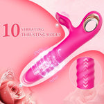 Thrusting Vibrator Sex Toy for Women - G Spot Vibrator Clitoral Stimulator Dual Rabbit Dildo Vibrator with 10 Powerful Vvibration 10 Thrust Modes, Rabbit Vibrators Adult Toy for Women