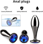 3-Piece Metal Anal Plug Set – Water-Drop Shape, Luxury Design for Men & Women (Blue)