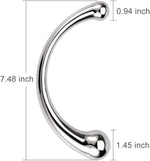 G-spot Massage Dildo, Stimulate Wand Fetish Plug Solid Metal Curved Dual Ended Masturbation Sex Toy for Couple