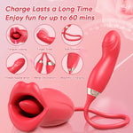 Rose Sex Toy G Spot Vibrator for Women - 4 in 1 Tongue Clitoral Vibrator with 10 Tongue Licking & 10 Finger Vibrators Nipple Anal Clit Stimulator Adult Sex Toys for Women Couples