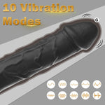 G Spot Dildo Vibrator - Adult Female Sex Toys with 10 Vibrations, Realistic Silicone Dildos Finger Vibrators for Multiple Stimulation, Clitoris Stimulator for Solo and Couples Pleasure(Black)