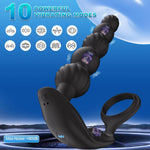 Vibrating Anal Beads & Cock Ring – 10-Mode Prostate Massager for Men, Women & Couples