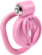 Breathable Resin Chastity Cage with Lock & 4 Rings – Secure Male Restraint (Pink)