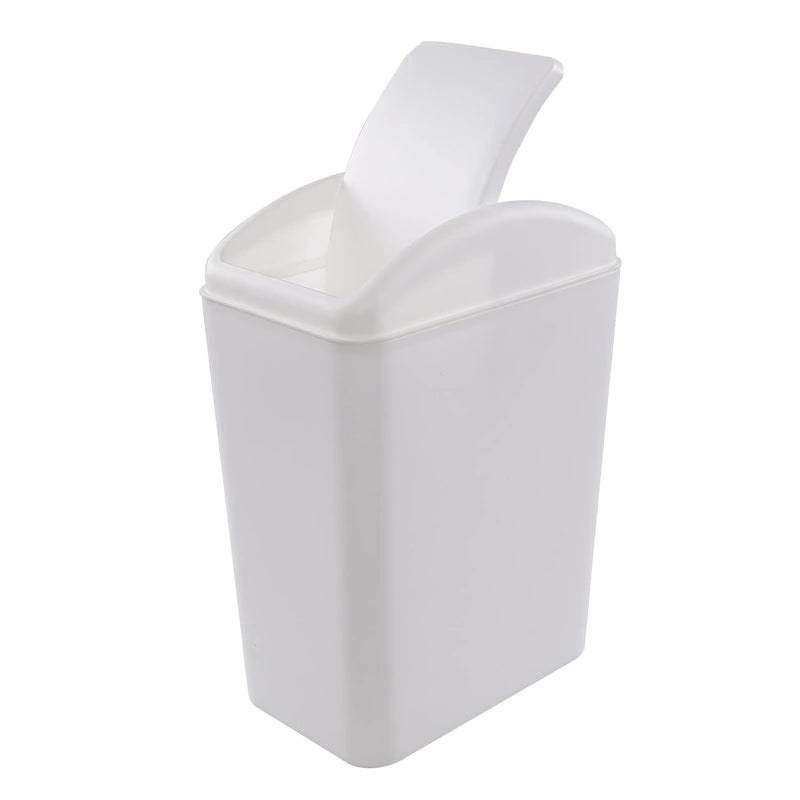 1-Pack 4.5 Gallon Plastic Swing Trash Can, Swing Lid Waste Can, White