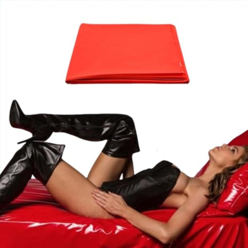 Bdsm Waterproof Adult Sex Bed Sheets, Oil Resistant Bed Sheet For Adult Wet Play, Fetish Sex Play Bdsm Accessory Bedroom Cover Sex Furniture For Couples (Red)