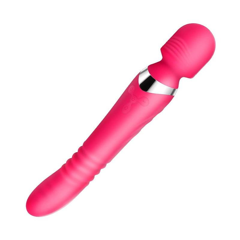 Vibrator Wand Massager Thrusting G-Spot Heating Double Head With 20 Vibration Mode Rechargeable Personal Massager Waterproof Adult Sex Toy (Thrusting Wand Massager Pink)