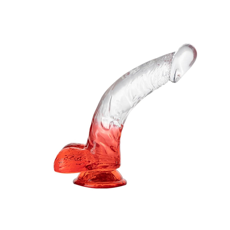 Realistic Dildo, 8.3 Inch Crystal Dildo With Powerful Suction Cup, Curved Shaft And Balls For G-Spot, Vaginal And Anal Play, Adult Toy Suitable For Women/Men/Gay