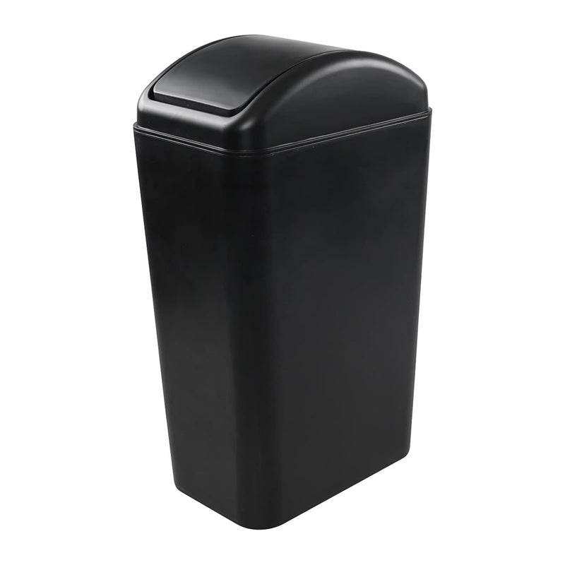 14 L/ 3.6 Gal Waste Bin With Lids, Plastic Black Garbage Trash Can, F