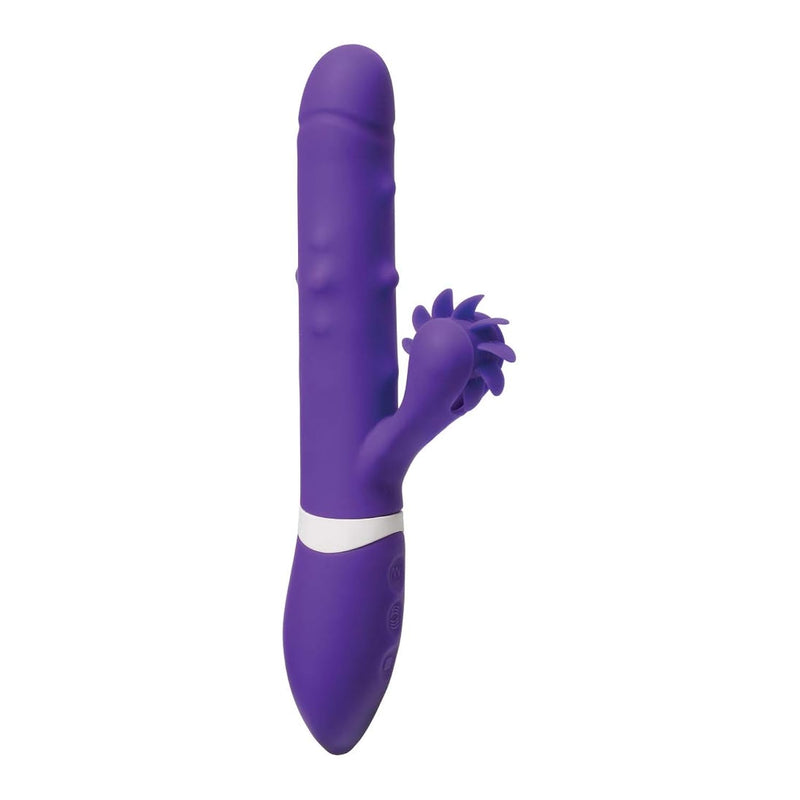 Ivibe Select - Iroll - Silicone Rabbit-Style Vibrator - Pleasure Beads Along Shaft Move Up-And-Down, Clit-Stimulating Wheel Of Rotating Silicone "Tongues", Purple