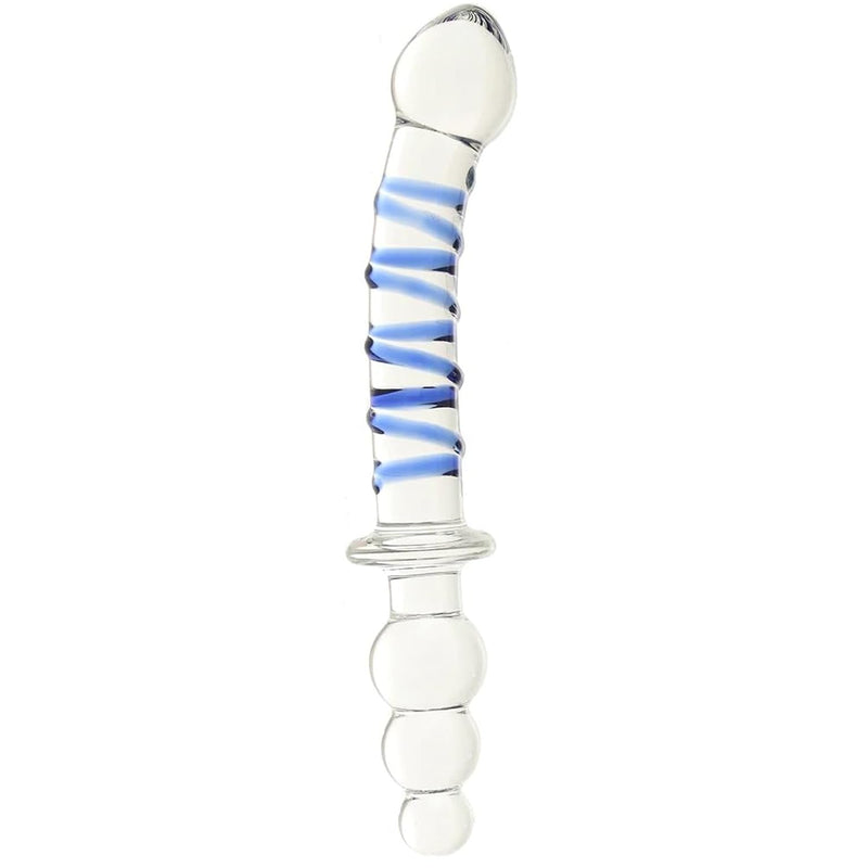 Twister 10" Dual Ended Glass Dildo With Lube 1Oz - Double Ended Glass Dildos - Butt Plugs - Prostate Massage | G-Spot Massage | Glass Dildos