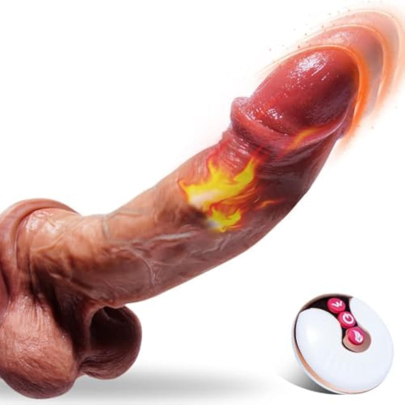 Liquid Silicone Realistic Thrusting Dildo Vibrator With Heating Rotating, Remote Control Thick Large Thrusting Anal Dildo For Men Women, Vibrating Silicone Realistic Penis Adult Sex Toys For Woman